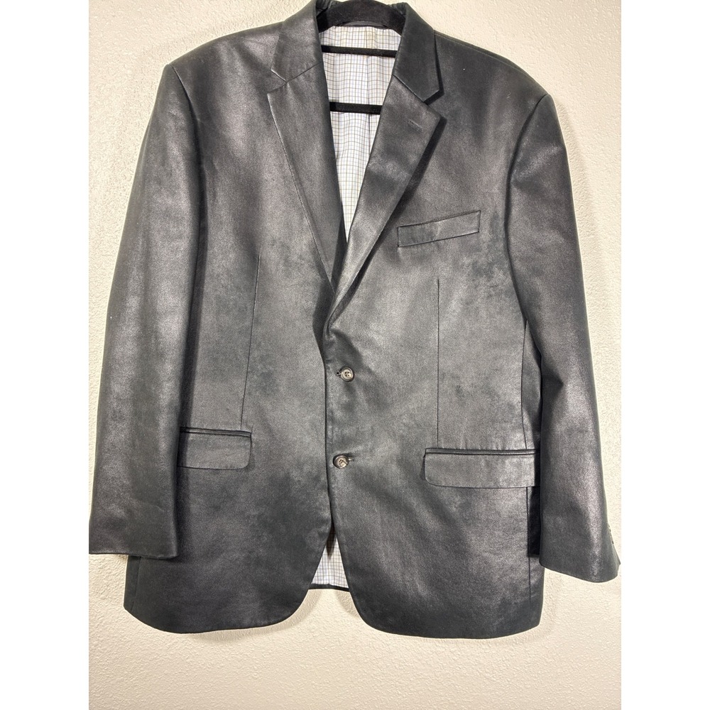 Lauren Ralph Lauren Mens Black Faux Suede Blazer Sport Coat 42R Two Button